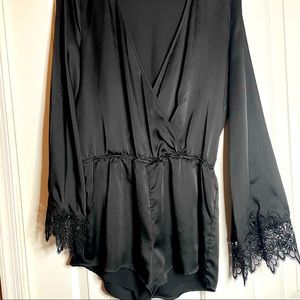 COTTON CANDY BLACK SATIN ROMPER